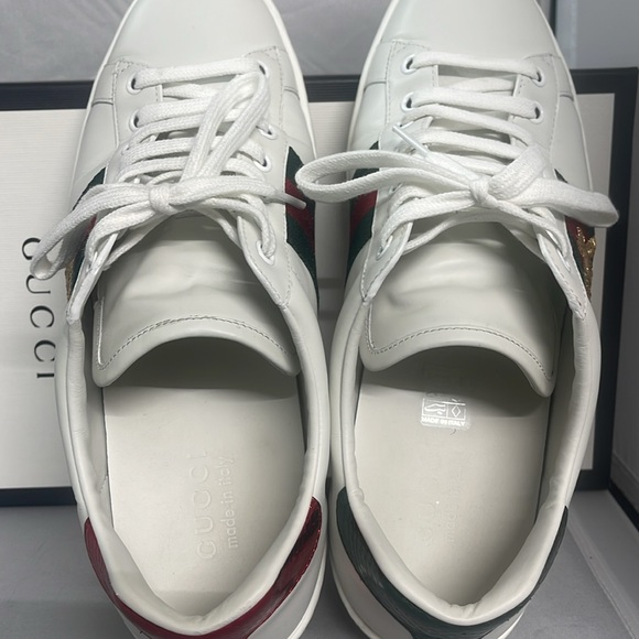 Excellent Gucci Ace sneaker with bee in white leather sneaker Size Men’s 8 - Picture 8 of 15